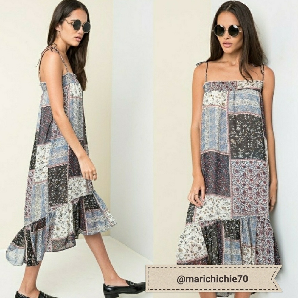 NWT Navy Mix Patch Print Dress - Picture 2 of 4